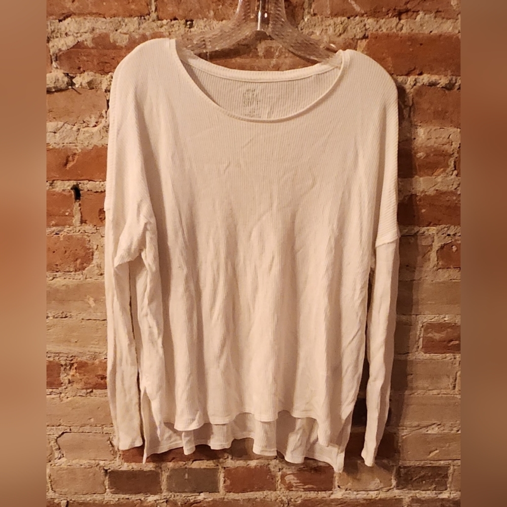 Soft White Aerie Pullover Long sleeve Waffle Shirt
